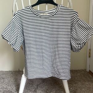 Black and white striped blouse size medium